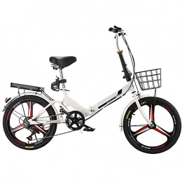 Agoinz Folding Bike Agoinz Mountain Bike White Folding Bike Lightweight And Stylish Variable Speed, Shock Absorb, Bicycle Running On The Highway, With Back Seat And Basket