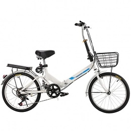 Agoinz Bike Agoinz White Folding Bike Mountain Bike, Variable Speed Running On The Highway, With Back Seat And Basket, ​Shock ​Absorbing Lightweight And Stylish Bicycle
