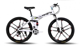 AI-QX Bike AI-QX BMX Bike, 26 Inch Mountain Bike, Foldable, Shimano Shifting, Front And Rear Mechanical Disc Brakes, Integrated Wheel, 15KG, Male And Female, White, 27Speed