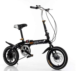 AI-QX Folding Bike AI-QX Cycling, Children Folding City Bikes, Carbon Steel, 6-Speed Cruiser Bikes, Easy To Carry, Black, 14