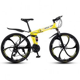Alapaste Folding Bike Alapaste Widen Texture Dedicated Tires Bike, Performance Stable Full Suspension Mountain Bikes, 34.1 Inch 24 Speed Foldable Soft Tail Bike-Yellow 34.1 inch.24 speed
