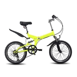 All-Purpose Bike All-Purpose 20 Inch 6 Speed City Folding Compact Bike Bicycle Urban Commuter High Carbon steel Disc Brake Portable Easy to Store in Caravan, Yellow