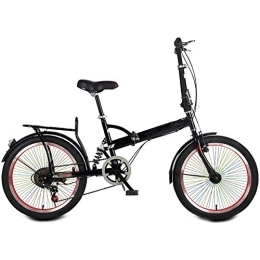 All-Purpose Folding Bike All-Purpose 20-Inch Folding Speed Bicycle, Student Folding Bike for Men And Women Folding Speed Bicycle Damping Bicycle, Shock absorber, color rim, Black