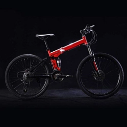 DYB Bike All Terrain Mountain Bike, Foldable 26" 27 Speed Male And Female Students Variable Speed Double Shock Mountain Bike High Carbon Steel Frame Double Disc Brakes Portable Off Road