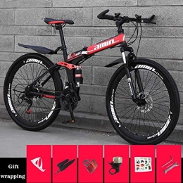 DYB Folding Bike Alpine Sport Mountain Bike, 26" 30 Speed Foldable Portable Adult Mountain Bike Double Shock Absorption Male And Female Universal Variable Speed Bicycle with Front And Rear Fenders