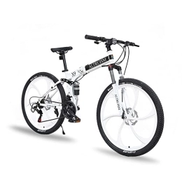 Altruism  ALTRUISM Mountain Bike Folding Bicycle 26" Disc Brake Shimano 21 Speed Transmission Full Suspension 6-Spokes-Wheel MTB For Women & Men(White)