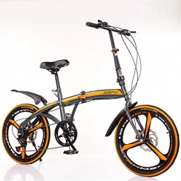 ALUNVA Folding Bike ALUNVA 20inch Folding City Bike, 7 Speed Gear Portable Bicycle, Carbon Steel Frame Mini Lightweight Foldable Bicycle-Gray 155x105cm(61x41inch)