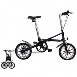 ALUNVA Folding Bike ALUNVA Adult Folding City Bike, 14inch Portable Bicycle, Carbon Steel Mini Lightweight Foldable Bicycle, V Brake-Black 121x58x94cm(48x23x37inch)