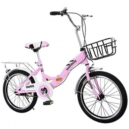 ALUNVA Bike ALUNVA Folding Bike, Carbon Steel Folding Bicycle, Portable Folding Bike, Mini City Foldable Bicycle, Hydraulic Disc Brake 18 20 22inch Pink-Powder 20inch