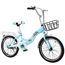ALUNVA Bike ALUNVA Folding Bike, Folding Bicycle, 18 20 22inch Carbon Steel Portable Folding Bike, Mini City Foldable Bicycle, Hydraulic Disc Brake Blue-Blue 18inch