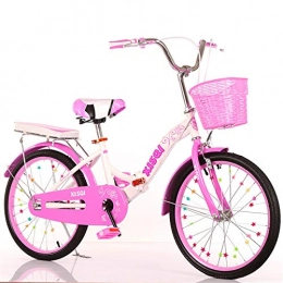 ALUNVA Folding Bike ALUNVA Kids Bike, 18 20 22inch Portable Bicycle, Adjustable Seat Compact Bike, Pink Mini Lightweight Foldable Bicycle-Powder 4 22inch