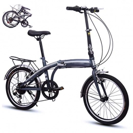 AMEA 20-Inch Variable-Speed Folding Bike, Adjustable Saddle V-Brake Student Bicycle Super Light Folding Bicycle for Men And Women with Shelf,Gray