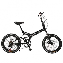 ANJING Folding Bike ANJING 20 Inch Dual Suspension Folding Bike, 6 Speed Lightweight Bicycle for adults, Black, DiscBrake