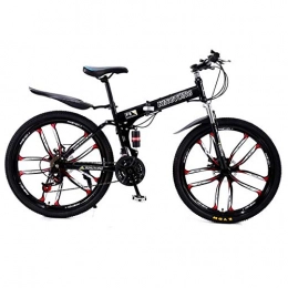 ANJING Folding Bike ANJING 21 Speed Folding Lightweight Mountain Bike with High-carbon Steel Frame, Double Disc Brakes, and 24 / 26 Inch Wheels, Black, 26inch