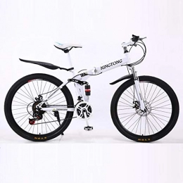 ANJING Bike ANJING 21-Speed Folding Mountain Bike, 24 / 26 inch lightweight Bike for Adult, White, 24inch