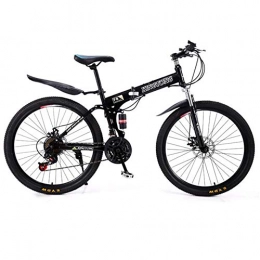 ANJING Folding Bike ANJING 24 / 26 inch Folding Bike 24-Speed Lightweight Foldable Mountain Bike with Double Shock Absorption and Disc Brake System, Black, 26in