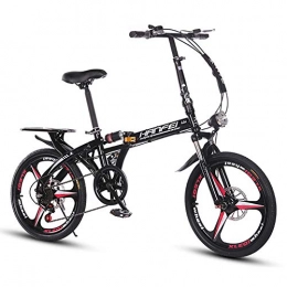 ANJING Bike ANJING 25lb Folding Bike, Lightweight Aluminum Frame Genuine Shimano 6-Speed 20 Inch Foldable Bicycle with Front and Rear Double Disc Brakes, Black
