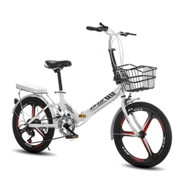 AOHMG  AOHMG 20'' Folding Bike, 7-Speed Adults Lightweight Steel Frame Compact Unisexe Foldable City Bicycle, with Fenders / Rear Rack, White