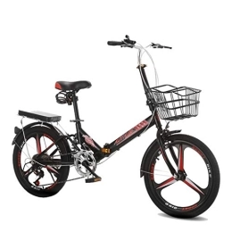 AOHMG  AOHMG 20'' Folding Bike, 7-Speed Lightweight Steel Frame Compact Commuter Foldable City Bicycle, with Anti-Skid Wear-Resistant Tire, Black