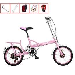 AOHMG  AOHMG 20'' Folding Bike, 7-Speed Lightweight Steel Frame Compact Commuter Foldable City Bicycle, with Fenders / Rear Rack, Pink