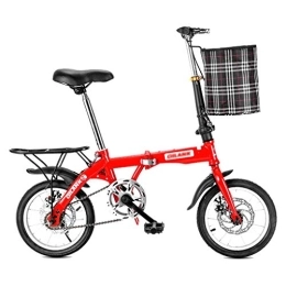 AOHMG  AOHMG 20'' Folding Bike, 7-Speed Lightweight Steel Frame Compact Commuter Foldable City Bicycle, with Rear Rack / Fenders, Red