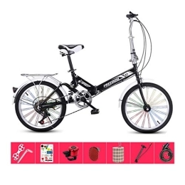 AOHMG Bike AOHMG 20'' Folding Bike, 7-Speed Lightweight Steel Frame Unisexe Compact Commuter Foldable City Bicycle, with Wear-Resistant Tire / Rear Rack, Black