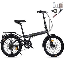 AOHMG  AOHMG 20'' Folding Bike, 7-Speed Shimano Gears Lightweight Steel Frame Compact Commuter Foldable City Bicycle, Unisexe, Black