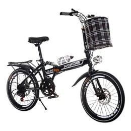 AOHMG Folding Bike AOHMG 20'' Folding Bike, 7-Speed Steel Frame Lightweight Unisexe Compact Commuter Foldable City Bicycle, with Comfort Saddle, Black