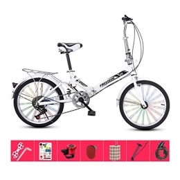 AOHMG Bike AOHMG 20'' Folding Bike for Adults, 7-Speed Lightweight Steel Frame Commuter Unisexe Foldable City Bicycle, with Anti-Skid Wear-Resistant Tire, White