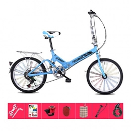 AOHMG Bike AOHMG 20'' Folding Bike for Adults, 7-Speed Lightweight Steel Frame Compact Commuter Unisexe Foldable City Bicycle, with Rear Rack / Fenders, Blue