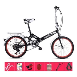 AOHMG Bike AOHMG 20'' Folding Bike for Adults, 7-Speed Lightweight Steel Frame Unisexe Foldable City Bicycle, with Wear-Resistant Tire / Rear Rack, Black