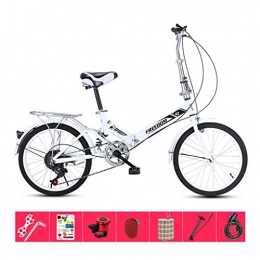 AOHMG Bike AOHMG 20'' Folding Bike for Adults Lightweight, 7-Speed Lightweight Steel Frame Unisexe Commuter Foldable City Bicycle, with Fenders / Wear-Resistant Tire, White