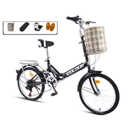 AOHMG Bike AOHMG 20'' Folding Bike for Adults Lightweight, 7-Speed Steel Frame Unisexe Compact Foldable City Bicycle, with Fenders / Rear Rack / Comfort Saddle, Black