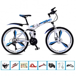 AOHMG  AOHMG 24'' Folding Bike, 21-Speed Lightweight Steel Frame Compact Unisexe Foldable Mountain Bicycle, with Wear-Resistant Tire / Fenders, Blue