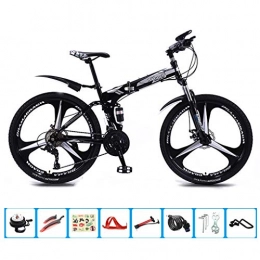 AOHMG Folding Bike AOHMG 24'' Folding Bike, 21-Speed Lightweight Steel Frame Foldable Mountain Bicycle Unisexe, with Anti-Skid Wear-Resistant Tire / Front and Rear Fenders, White