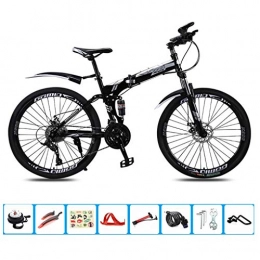 AOHMG  AOHMG 24'' Folding Bike, 21-Speed Lightweight Steel Frame Unisexe Compact Foldable Mountain Bicycle, with Fenders / Wear-Resistant Tire, Silver