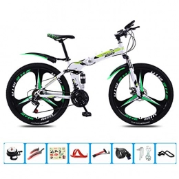 AOHMG  AOHMG 24'' Folding Bike, 21-Speed Lightweight Steel Frame Unisexe Foldable Mountain Bicycle, with Fenders / Wear-Resistant Tire, Green