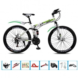 AOHMG  AOHMG 24'' Folding Bike, 21-Speed Lightweight Steel Frame Unisexe Foldable Mountain Bicycle, with Front and Rear Fenders, Green