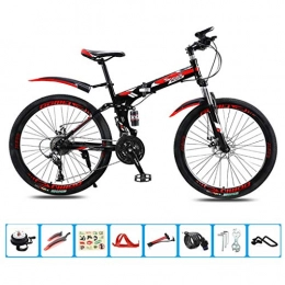 AOHMG Folding Bike AOHMG 24'' Folding Bike, 21-Speed Lightweight Steel Frame Unisexe Foldable Mountain Bicycle, with Front and Rear Fenders / Wear-Resistant Tire, Red