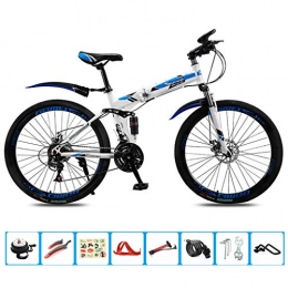 AOHMG Folding Bike AOHMG 24'' Folding Bike, 21-Speed Steel Frame Lightweight Compact Foldable Mountain Bicycle, Unisexe with Anti-Skid Wear-Resistant Tire, Blue