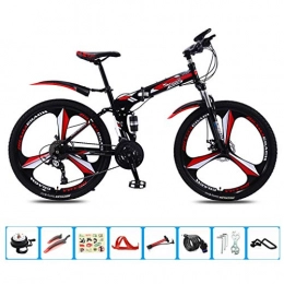 AOHMG  AOHMG 24'' Folding Bike, 21-Speed Steel Frame Lightweight Foldable Mountain Bicycle, with Anti-Skid Wear-Resistant Tire, Red