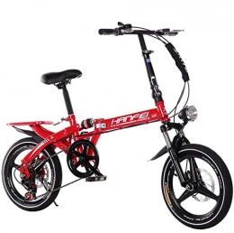 AOHMG Folding Bike AOHMG Foldable Bike Adult Lightweight, 6-Speeds Derailleur Adjustable Seat Folding Bike, Red 2
