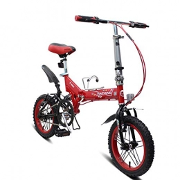 AOHMG Bike AOHMG Foldable Bike Mountain Folding Bicycle, Single-Speed Folding Bike Durable Frame, Red_14in