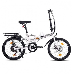 AOHMG Bike AOHMG Folding Bike Adult 6-Speed Foldable Bike, Lightweight Durable Frame Comfort Saddle, White_20in
