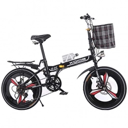 AOHMG Folding Bike AOHMG Folding Bike for Adults Lightweight, 6-Speed Folding Bicycle Adjustable Seat, Black White_20in