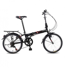 AOHMG Folding Bike AOHMG Folding Bike Lightweight, 6-Speed Adult City Foldable Bike With Comfort Saddle, Black_20in