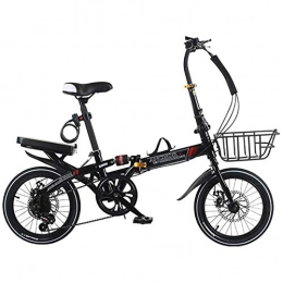 AOHMG Folding Bike AOHMG Folding Bike Lightweight Foldable Bike, 6-Speed Dual Disc Brake Adjustable Seat, Black_20in