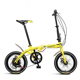 AOHMG Folding Bike AOHMG Folding Bikes for Adults Lightweight, Single-Speed Foldable Bike Comfort Saddle, Yellow_16in