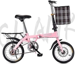 Aoyo Bike Aoyo 20" Lightweight Folding City Bicycle Bike Double Disc Brake With Front Basket And Rear Tailstock, Size:14Inch, Colour:Green (Color : Pink, Size : 20Inch)