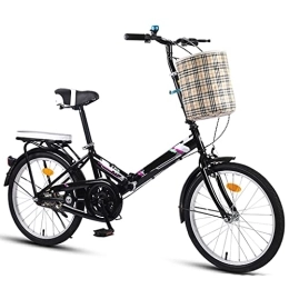 Aoyo Bike Aoyo Foldable Bicycle Ultra-light Portable Small Variable Speed Bicycle 20 Inch Fast Folding Thickened Frame(Size:16 inches, Color:Single speed Black)